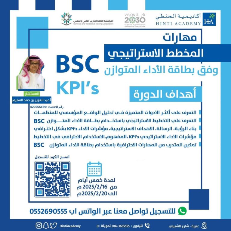 دورة مهارات المخطط الاستراتيجي وفق بطاقة الأداء المتوازن